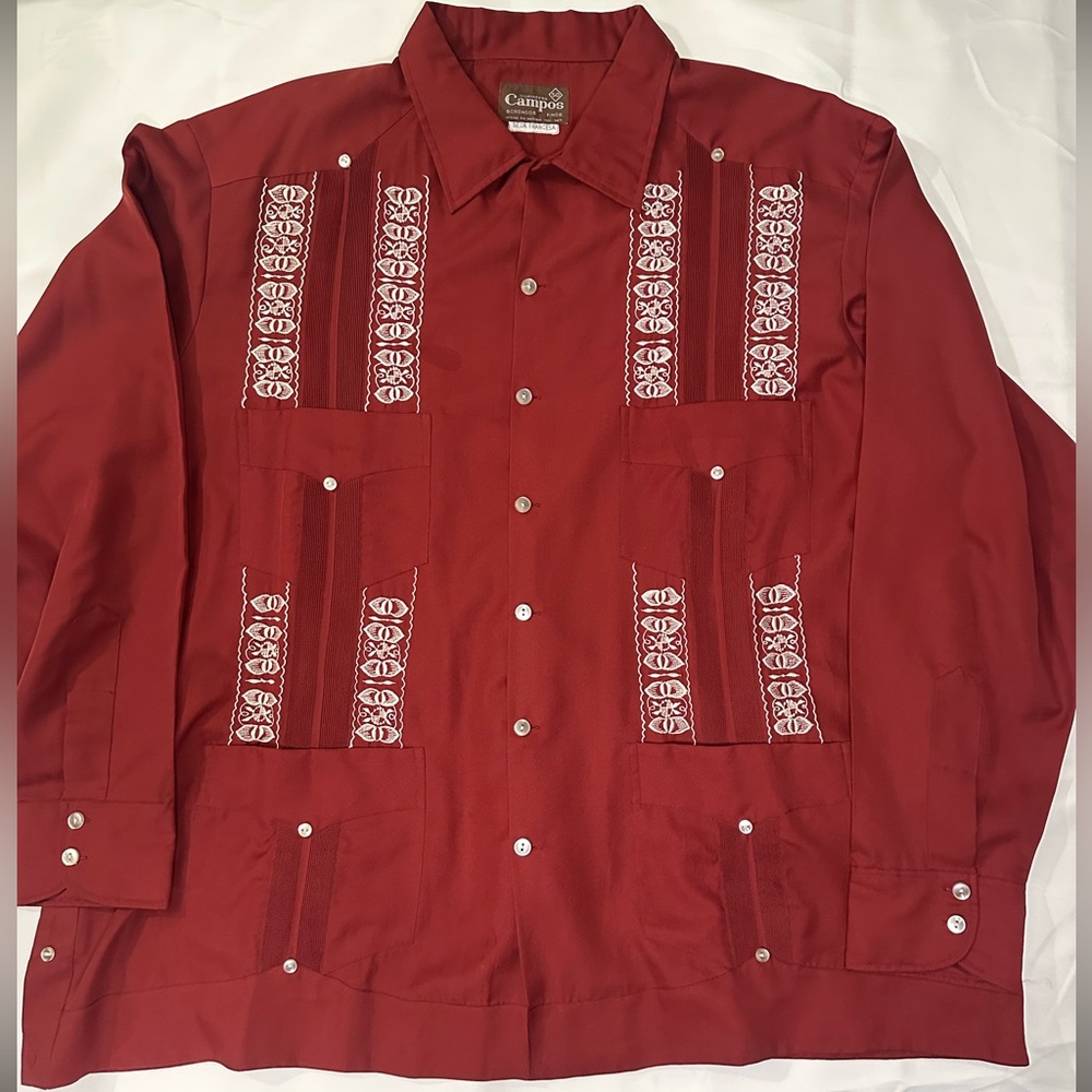 Campos Red Authentic Guayabera Shirt